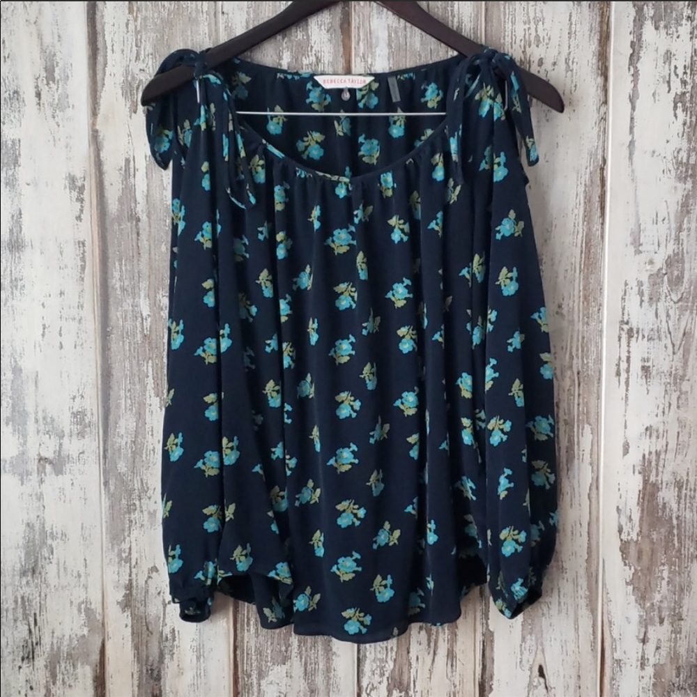 Rebecca Taylor long sleeve blouse w open shoulder